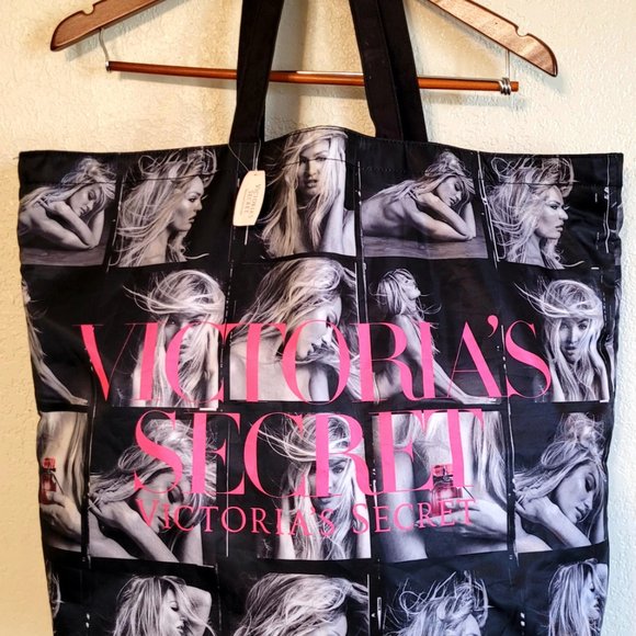 Victoria Secret Bombshell Tote Black and White with Pink Lettering New with Tags - Picture 1 of 3